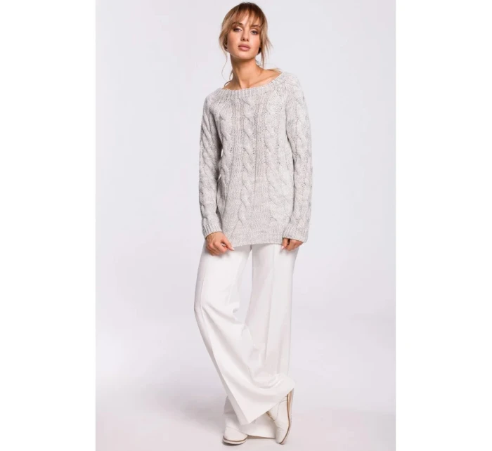 Svetr s výstřihem Bateau M511 šedý - Moe