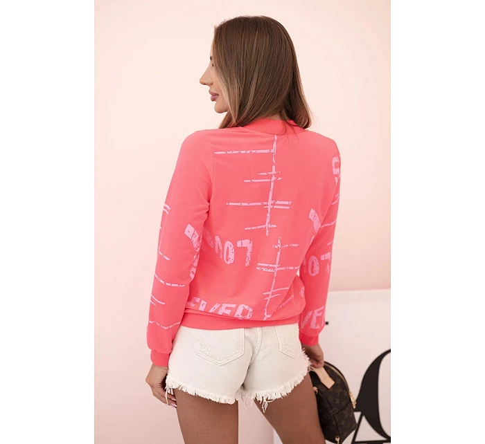 Dámská bavlněná mikina 68684 neonově růžová - Kesi