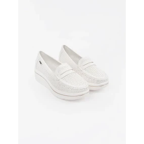Komfortní bílé  mokasíny dámské platforma
