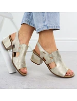 Dámské zlaté nazouvací sandály na podpatku Rieker 64665-60