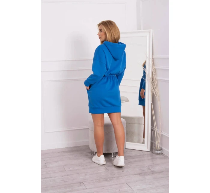 Zateplené šaty s kapucí chrpově modré Zateplené šaty s kapucí chrpově modré