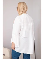 Dámská viskózová halenka Plus Size s model 22043156 rukávem a výstřihem do V bílá - K-Fashion