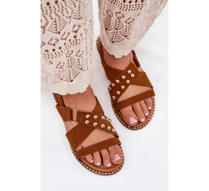 Dámské Sandály Na Plochém Podpatku Se Zlatými model 21702286 - Boto Dámské Sandály Na Plochém Podpatku Se Zlatými model 21702286 - Boto