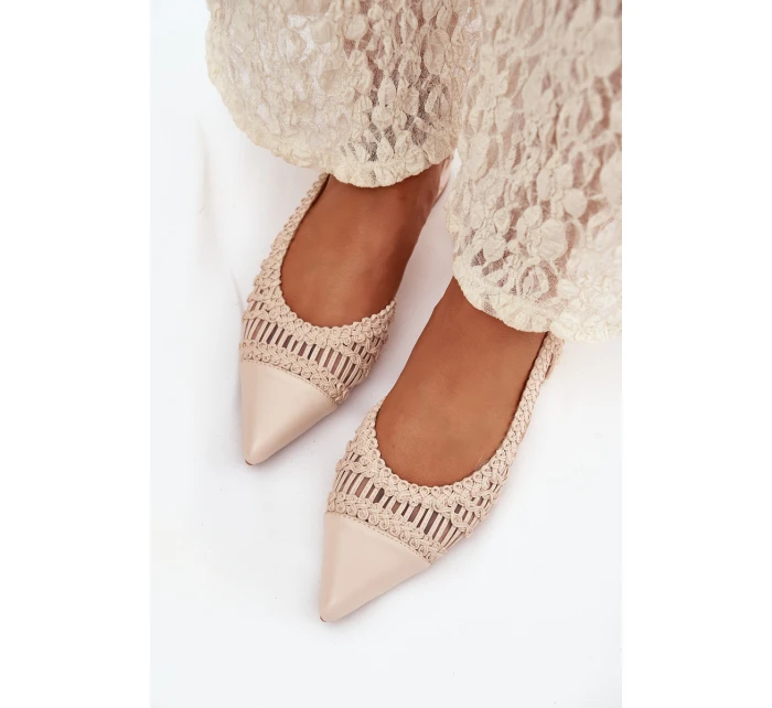 Dámské sandály s pleteným na platformě světle béžové model 21911450 - Boto Dámské sandály s pleteným na platformě světle béžové model 21911450 - Boto