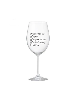 VÁNOČNÍ TODO LIST - čirá sklenice na víno 350 ml