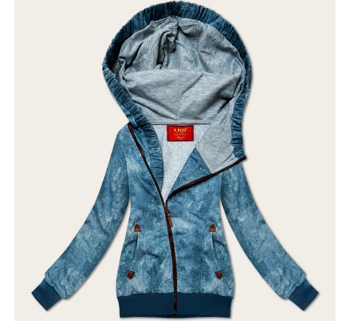 Světle modrá vypasovaná dámská mikina s asymetrickým zipem LHD (AMG-61)