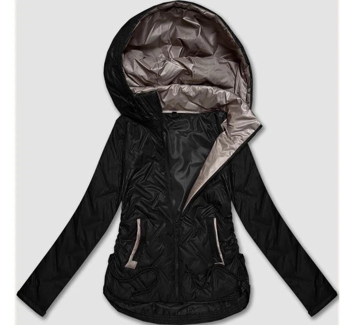 kurtka damska plus size z kapturem czarna model 21317440 - S'WEST