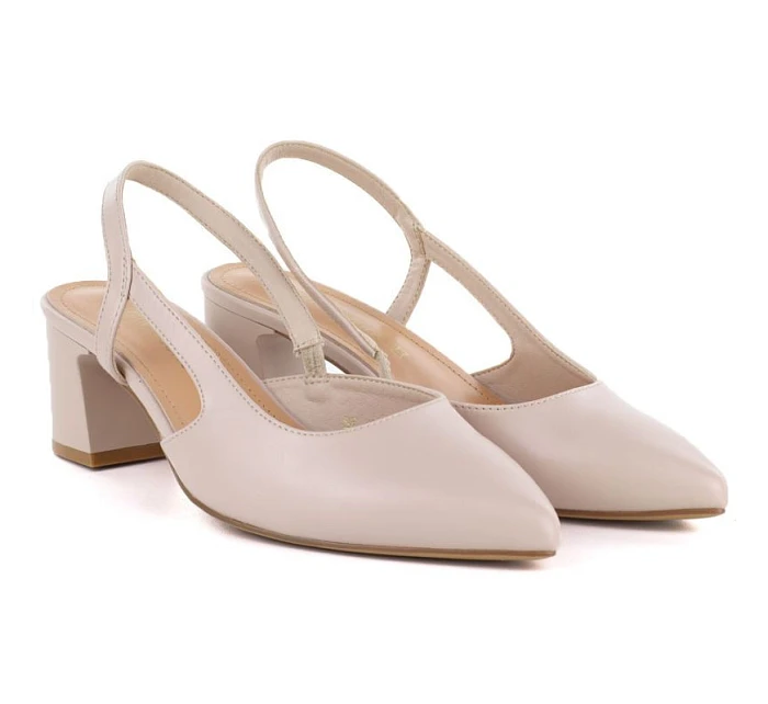 Béžové lodičky na jehlovém podpatku bez podpatku Sergio Leone SK472