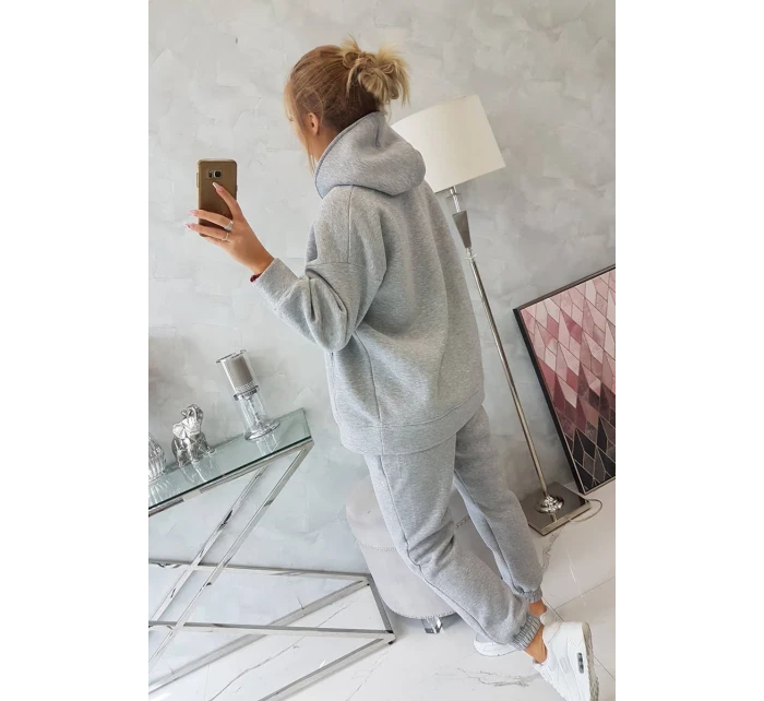 Zateplený set s mikinou s kapucí šedý Zateplený set s mikinou s kapucí šedý