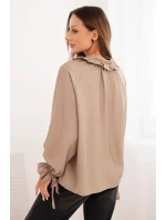 Dámská blůza z viskózy s V výstřihem a zavazováním u rukávů fango