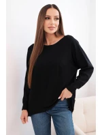 Dámský svetr s delším zadním dílem a  černý model 21731270 - K-Fashion