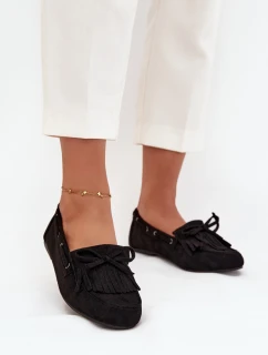 Dámské s třásněmi a mašlí černé model 21709117 - Boto