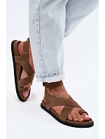 Plochá sandály z přírodního semiše D&A CR61-3049 tmavě béžové