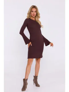 Šaty z úpletu se širokými rukávy hnědé model 20515148 - Moe