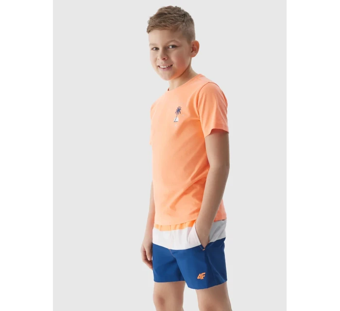 Chlapecké plážové šortky typu boardshorts 4F - oranžové Chlapecké plážové šortky typu boardshorts 4F - oranžové
