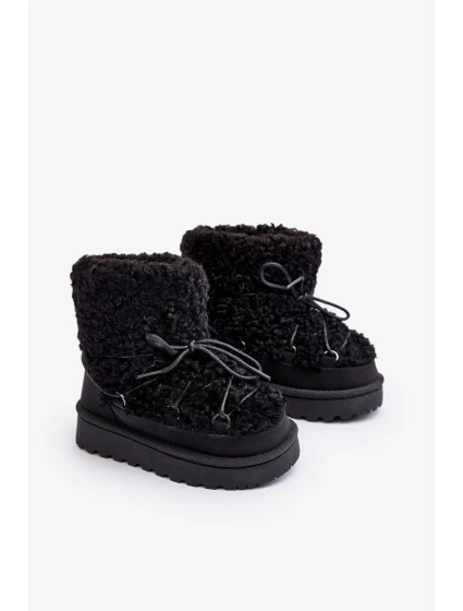Teplé dětské sněhule, šněrovaná černá, Asija Teplé dětské sněhule, šněrovaná černá, Asija