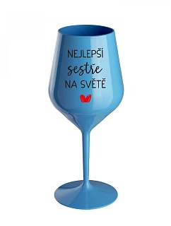 NEJLEPŠÍ model 22167983 NA SVĚTĚ modrá nerozbitná sklenice na víno 470 ml - Giftela