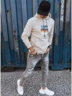 Pánská zateplená mikina s kapucí béžová FashionStreet BX5378