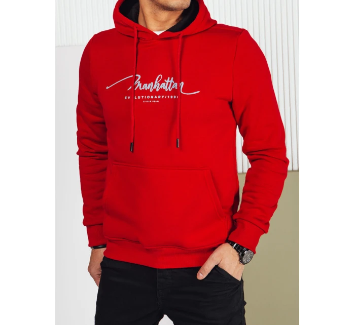 Pánská mikina s kapucí červená Dstreet model 21976066 - FashionStreet Pánská mikina s kapucí červená Dstreet model 21976066 - FashionStreet