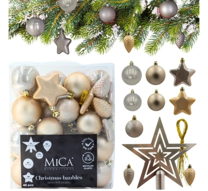 DEKORATIVNÍ PLASTOVÁ CETKA BEZPEČNÁ 40KS KRÉMOVÁ SLÍDA