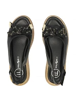 Dámské kožené ažurové sandály na platformě černé Filippo DS7582