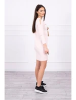 Šaty s 3D grafikou a zdobenými volánky pudrově růžové Šaty s 3D grafikou a zdobenými volánky pudrově růžové