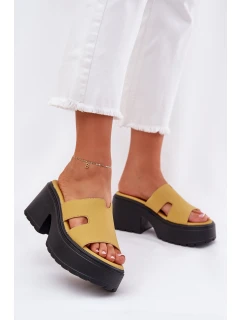 Dámské Pantofle Na Platformě A Podpatku Žluté model 21687111 - Boto