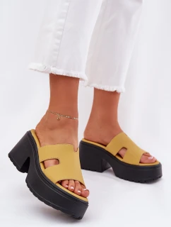 Dámské Pantofle Na Platformě A Podpatku Žluté model 21687111 - Boto