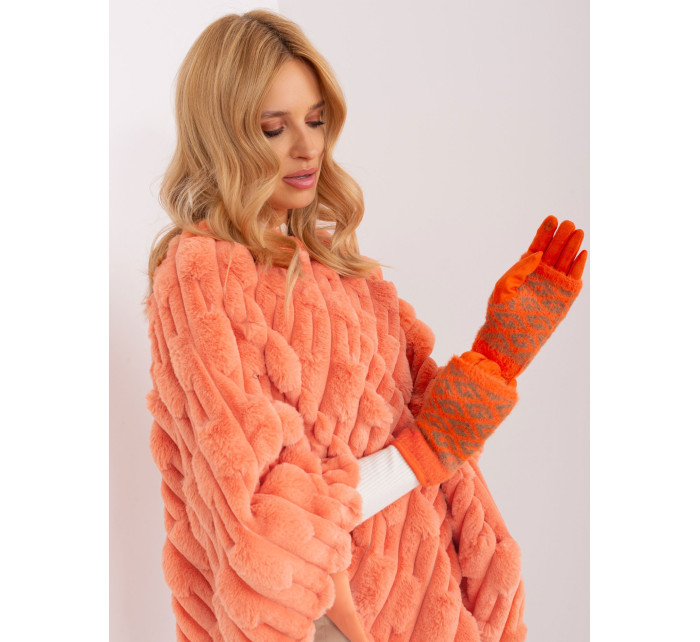 Oranžové teplé dámské rukavice