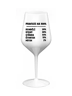 PRACUJI NA 100% - bílá nerozbitná sklenice na víno 470 ml