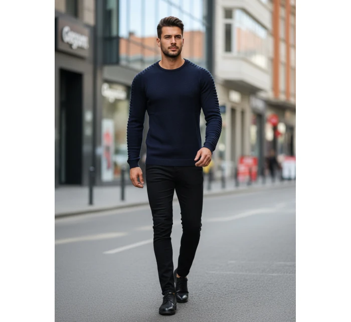 Pánský tmavě modrý svetr WX2297z Pánský tmavě modrý svetr WX2297z