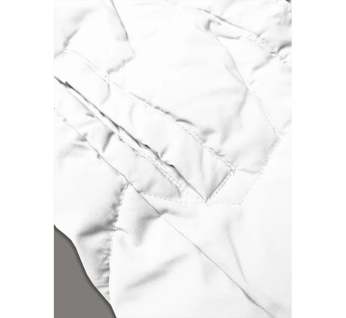 Bílá dámská vesta s kapucí kožešinou model 20698560 - J.STYLE