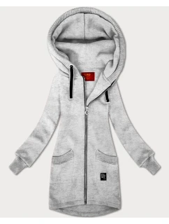 Světle šedá dámská mikina se svetrovými vsadkami LHD (AMG-172A)