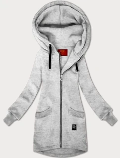 Světle šedá dámská mikina se svetrovými vsadkami LHD (AMG-172A)