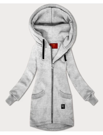 Světle šedá dámská mikina se svetrovými vsadkami LHD (AMG-172A)