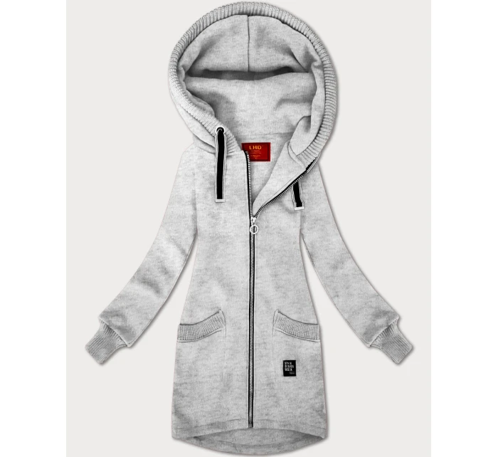 Světle šedá dámská mikina se svetrovými vsadkami LHD (AMG-172A)