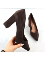 Čokoládové semišové lodičky na jehlovém podpatku Sergio Leone PB216