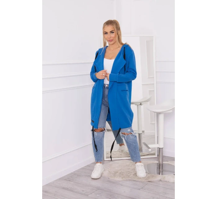 Chrpově modrá zateplená bunda s kapucí Chrpově modrá zateplená bunda s kapucí