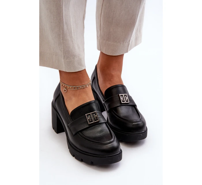 Dámské polobotky na podpatku s ozdobou Černé model 21655240 - Boto Dámské polobotky na podpatku s ozdobou Černé model 21655240 - Boto