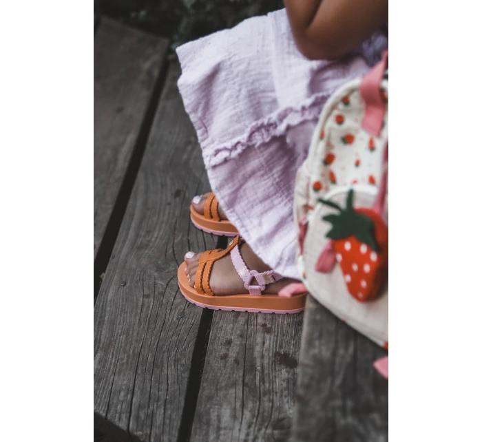 Dětské sandálky na suchý zip  Oranžové model 21662007 - Zaxy