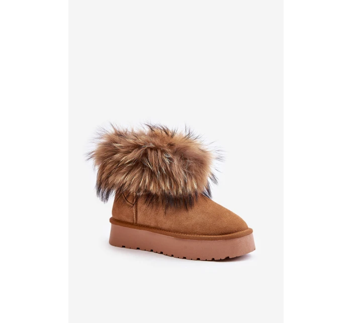 Kožené Sněhule Na Platformě S Kožešinou Camel model 21677869 - Boto
