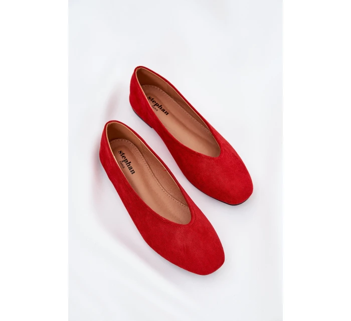 Klasické Baletky Z Eko Semiše Červené model 21687300 - Boto Klasické Baletky Z Eko Semiše Červené model 21687300 - Boto