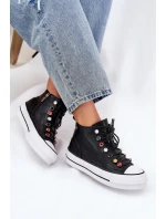 Kožené Vysoké Tenisky Dámské model 21691443 Černé - Goe