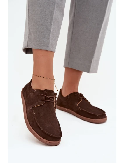 Dámské polobotky typu barefoot z přírodního semiše Zazoo 327 čokoládové