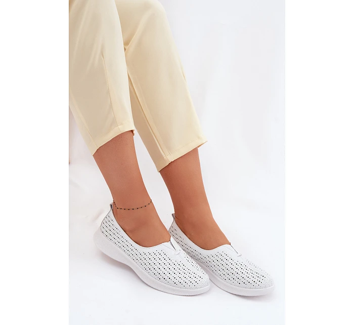 Kožené Dámské Polobotky Bílé model 22094966 - EVENTO Kožené Dámské Polobotky Bílé model 22094966 - EVENTO