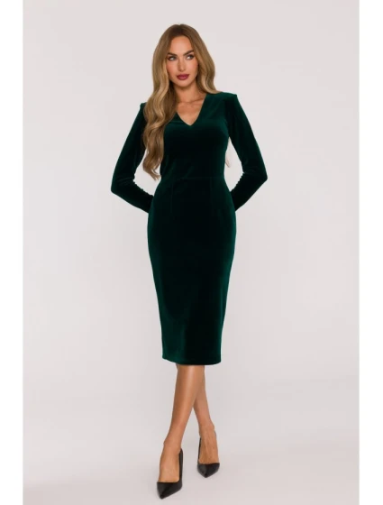 model 21479322 Sametové šaty na tělo zelené - Moe