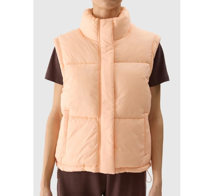 Dámská péřová vesta s výplní ze model 20437808 peří oranžová - 4F Dámská péřová vesta s výplní ze model 20437808 peří oranžová - 4F