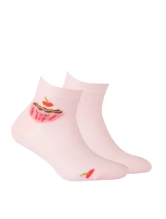 TENKÉ PONOŽKY BARVA 2-6 LET DÍVKY PERLEŤOVĚ RŮŽOVÁ 21-23