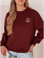 Dámská oversize mikina s výšivkou SOFTSLON vínová FashionStreet BY1430