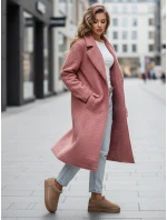 Dámský dlouhý kabát z ovčí kůže růžový FashionStreet NY0755z